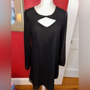 Elegant Black Dress BCBG Generation dress sz small peep neck sheer sleeves